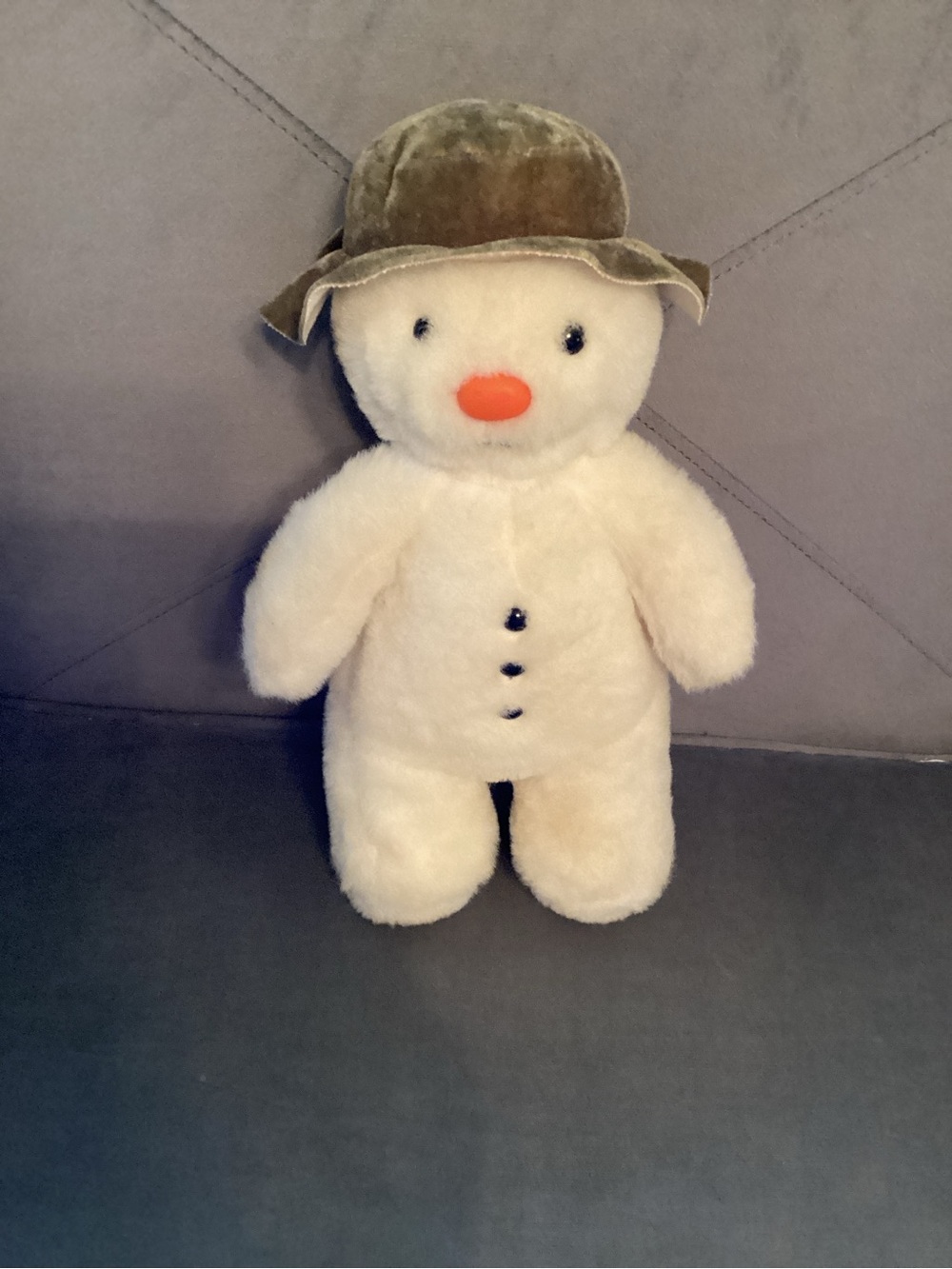 Vintage The Snowman Raymond Briggs Plush Cream Fabric With Velvet Hat 1985